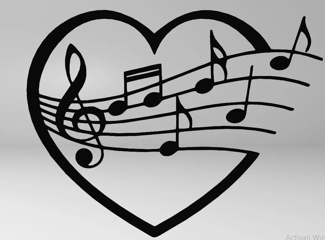 NHẠC LOVE, LINE ART ÂM NHẠC, TRANH DÁN TƯỜNG LOVE MUSIC, 2D… 1