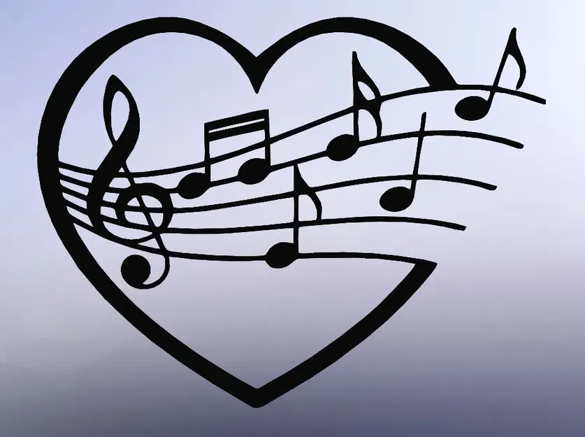 NHẠC LOVE, LINE ART ÂM NHẠC, TRANH DÁN TƯỜNG LOVE MUSIC, 2D ART ÂM NHẠC, NỐT NHẠC - Image 2