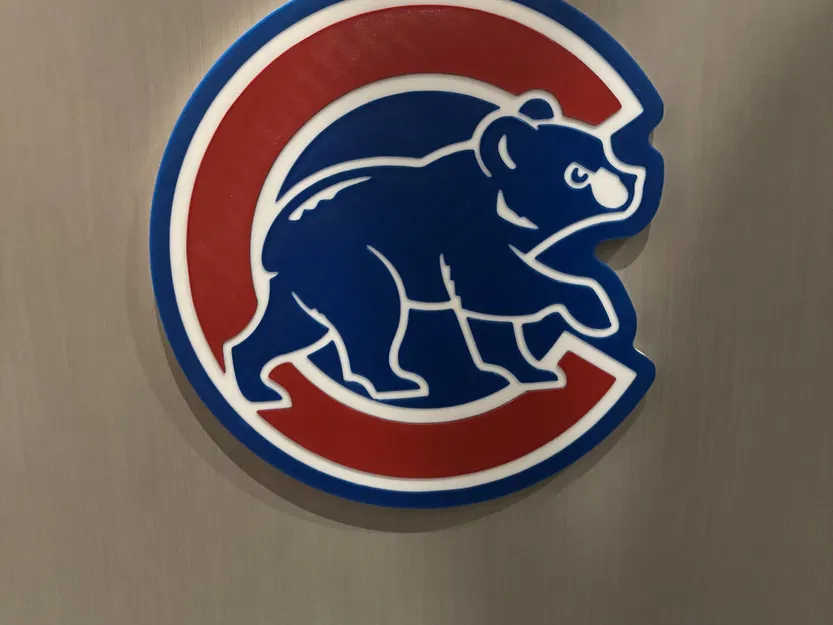 Tranh Logo Chicago Cubs 3 Màu Cơ Bản, In 1 Mảnh, Dùng 1 Đầu Đùn - Image 1
