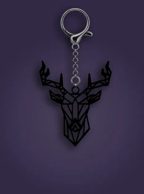 Móc Khóa Hình Nai Hình Học - Image 1