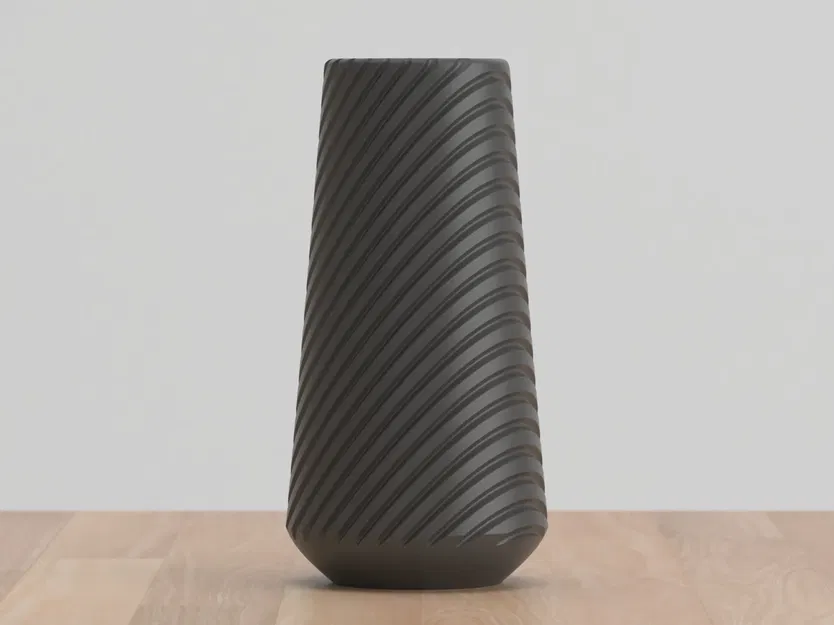 Bình hoa cao với họa tiết sóng uốn lượn - Image 1