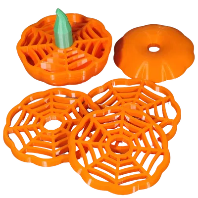 Bộ 6 đế lót ly hình bí ngô Halloween xếp chồng được