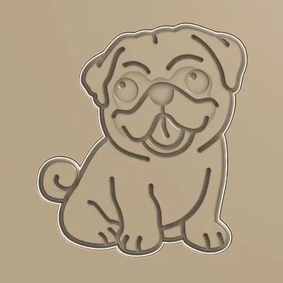 Khuôn Cắt Bánh Hình Chó Pug Dễ Thương