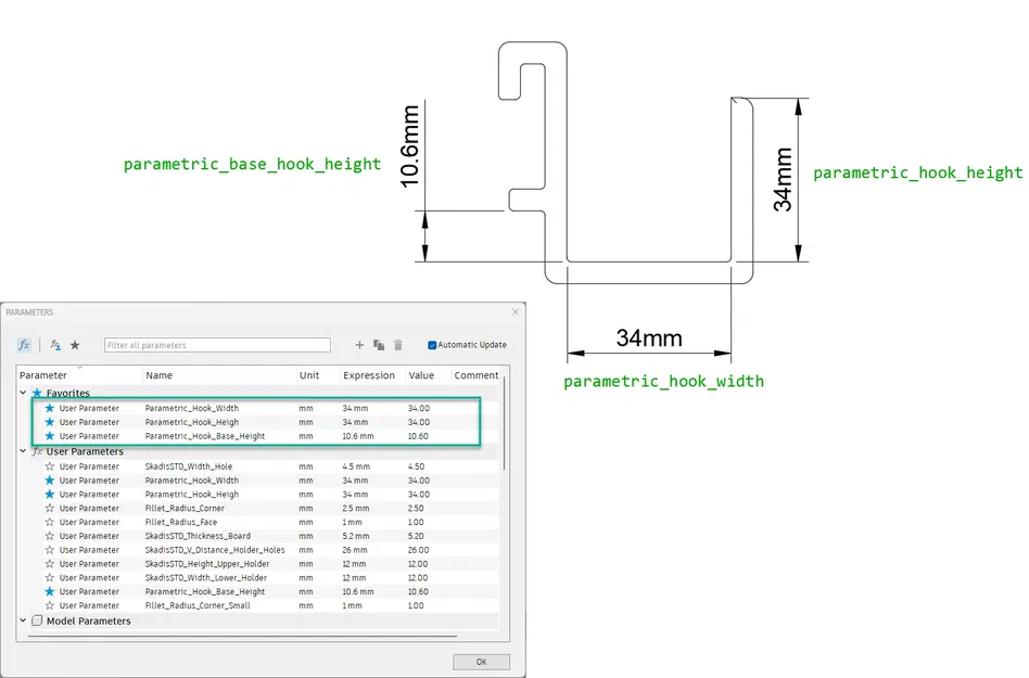 Móc IKEA SKADIS - Mẫu Parametric (kèm file Fusion360) - Image 2