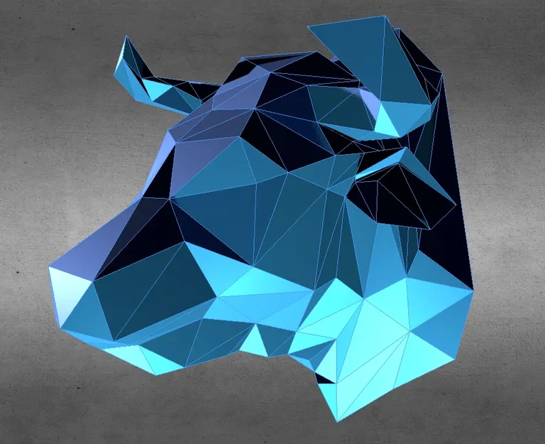 Mô Hình Đầu Bò Low Poly - Image 1