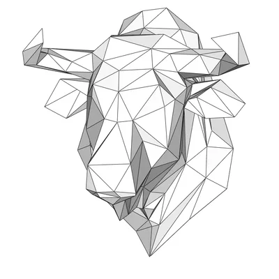 Mô Hình Đầu Bò Low Poly