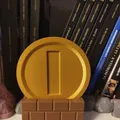 Đồng xu Super Mario Bros. với giá đỡ hình hộp gạch - Thumbnail 1