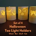 Bộ 4 giá đỡ nến Halloween hình ma, mèo, dơi và đầu lâu - Thumbnail 1