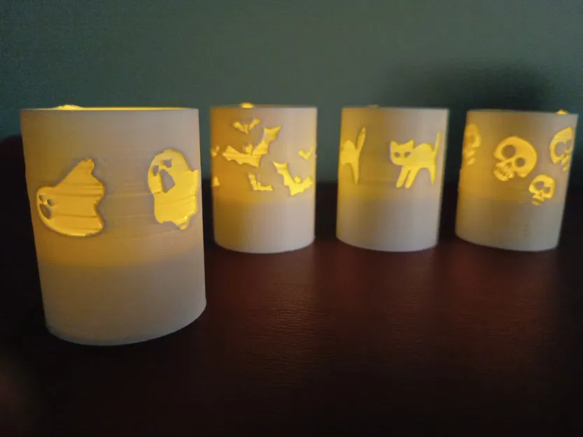 Bộ 4 giá đỡ nến Halloween hình ma, mèo, dơi và đầu lâu - Image 2