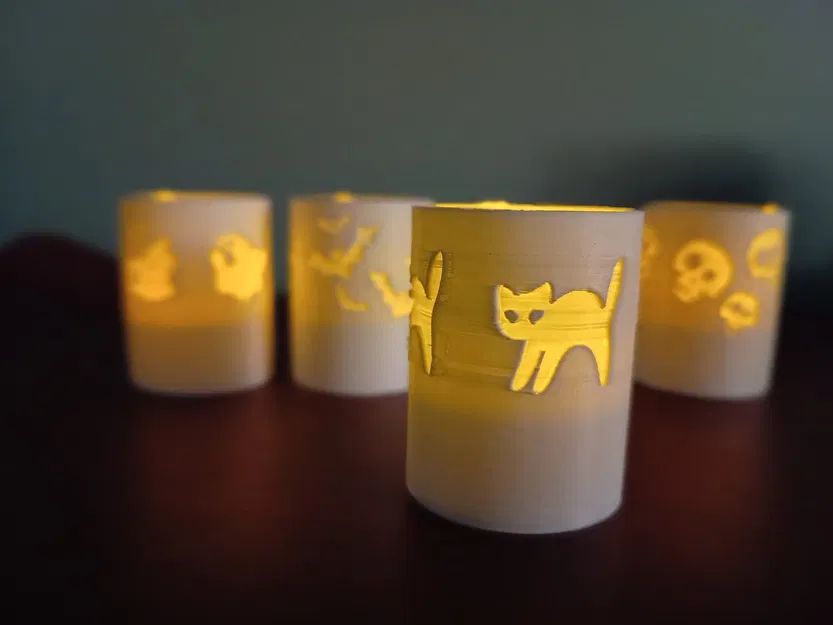 Bộ 4 giá đỡ nến Halloween hình ma, mèo, dơi và đầu lâu - Image 4