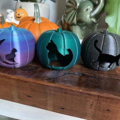 Đèn lồng bí ngô hình mèo cho nến trà