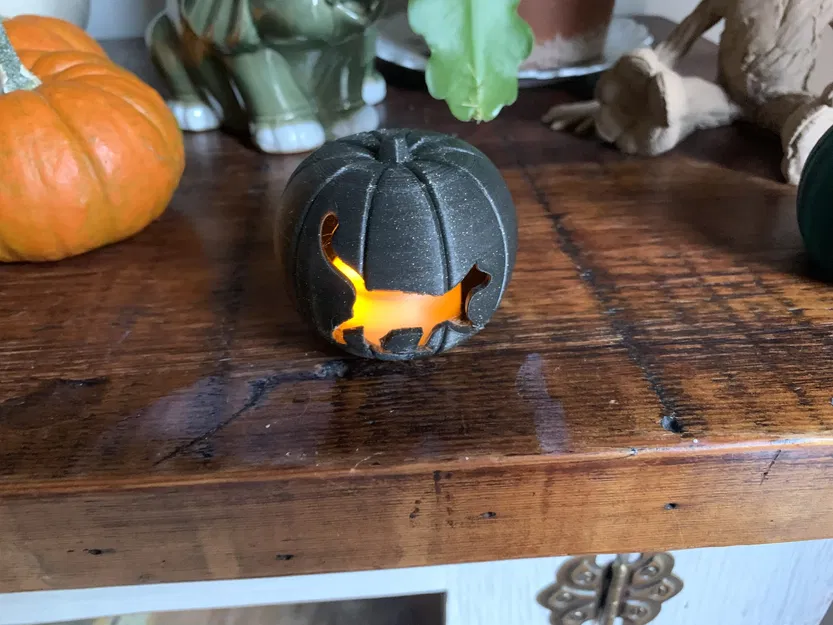 Đèn lồng bí ngô hình mèo cho nến trà - Image 2