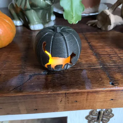 Đèn lồng bí ngô hình mèo cho nến trà