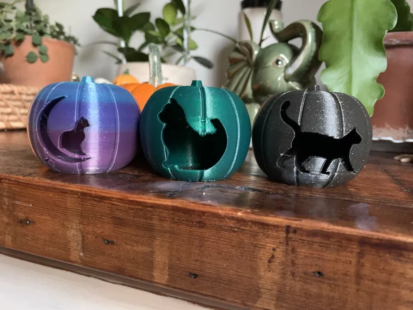 Đèn lồng bí ngô hình mèo cho nến trà - Image 3