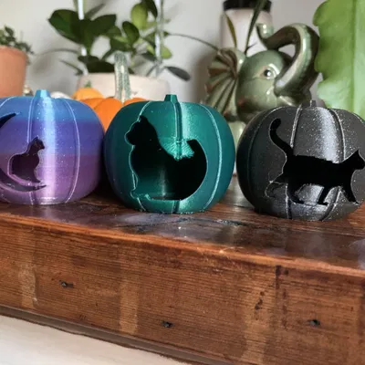 Đèn lồng bí ngô hình mèo cho nến trà