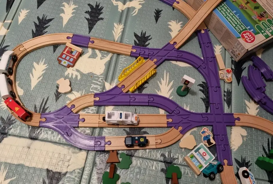 Đường ray gỗ tương thích với bộ đồ chơi Lidl Playtive / Ikea - Image 2