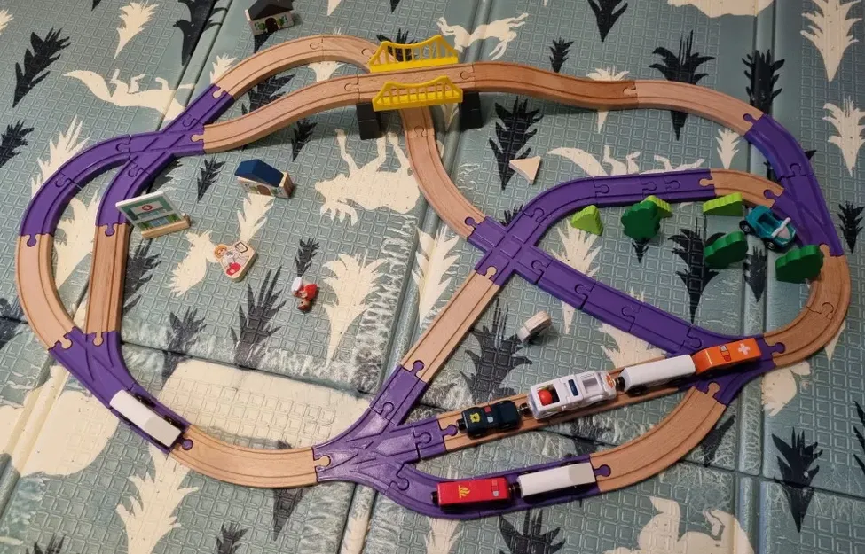 Đường ray gỗ tương thích với bộ đồ chơi Lidl Playtive / Ikea - Image 3