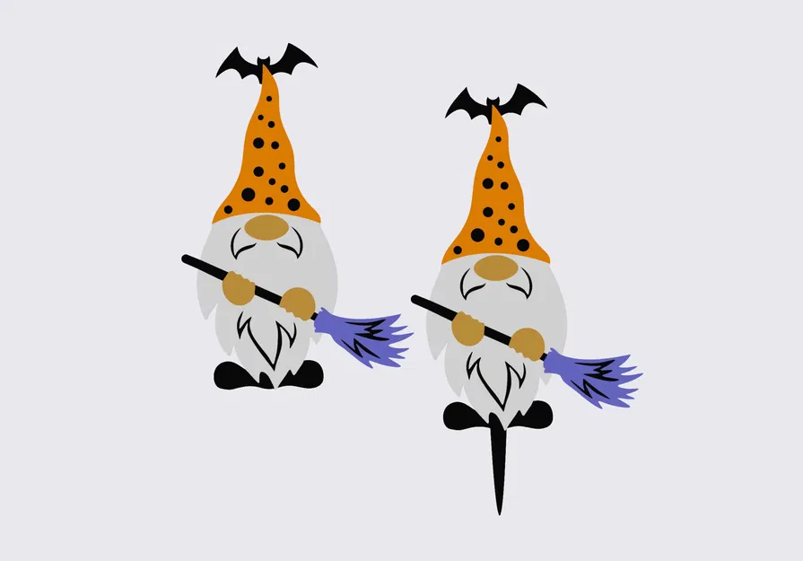 Gnome Halloween cầm chổi trang trí cây cỏ (4 màu) - Image 1