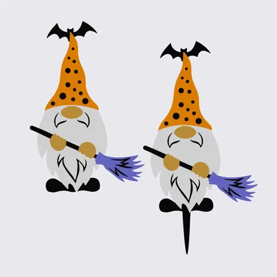 Gnome Halloween cầm chổi trang trí cây cỏ (4 màu)