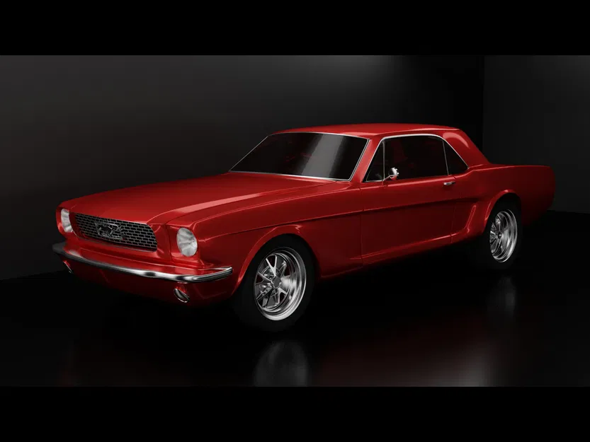 Mô hình xe Ford Mustang Coupe 1966 màu đỏ chi tiết cao - Image 1