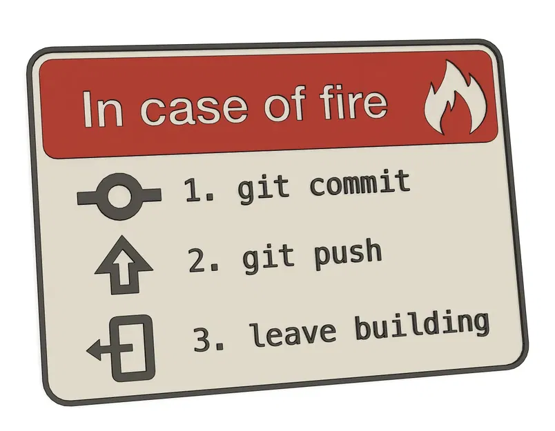 Biển báo hài hước - Trong trường hợp có hỏa hoạn - git commi... - Image 1