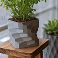 Chậu cây hình vuông xoắn với khay thoát nước cho cây nhà nhỏ - Thumbnail 1