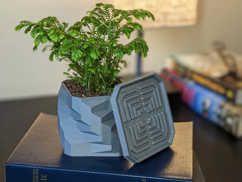 Chậu cây hình vuông xoắn với khay thoát nước cho cây nhà nhỏ - Image 2