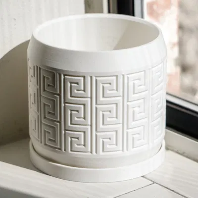 Chậu cây họa tiết Aztec có lỗ thoát nước và khay nhỏ giọt