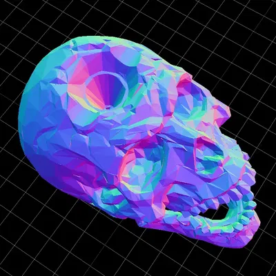 Giá đỡ bút hình đầu lâu phong cách Low Poly