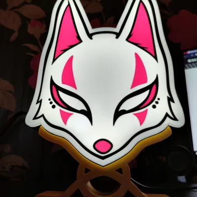 Hộp đèn Kitsune phong cách Nhật Bản có chân đế