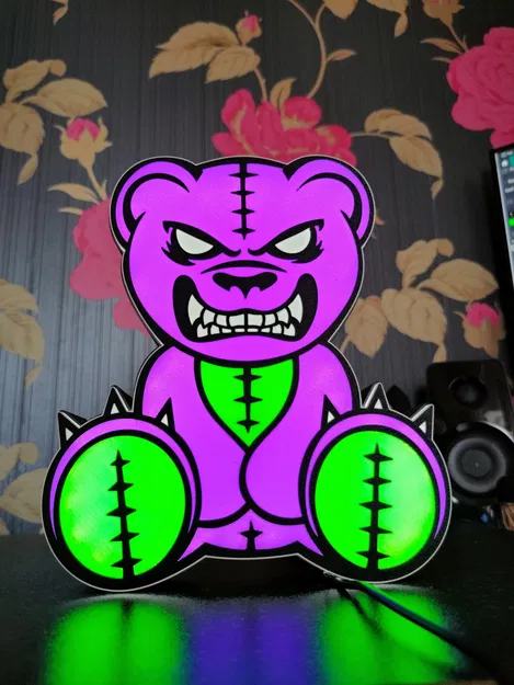 Hộp đèn gấu bông kinh dị đầy màu sắc - Image 1