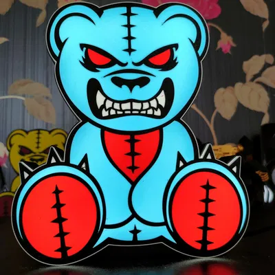 Hộp đèn gấu bông kinh dị đầy màu sắc