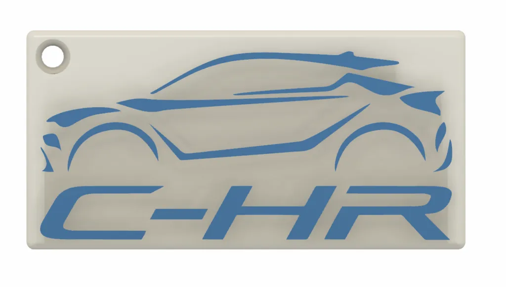 Móc chìa khóa Toyota C-HR màu trắng và xanh - Image 1