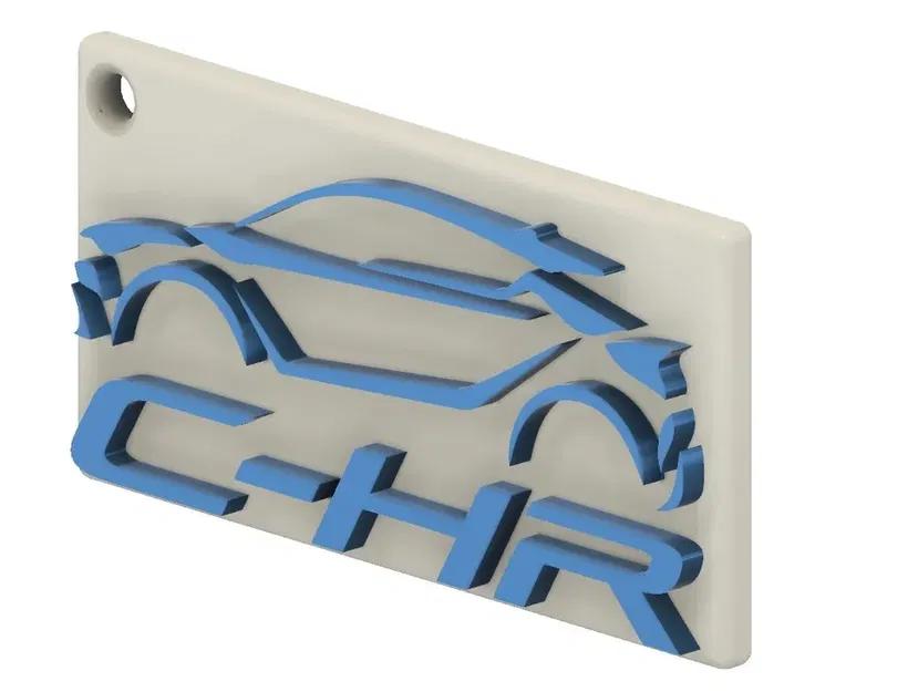 Móc chìa khóa Toyota C-HR màu trắng và xanh - Image 2