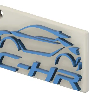 Móc chìa khóa Toyota C-HR màu trắng và xanh