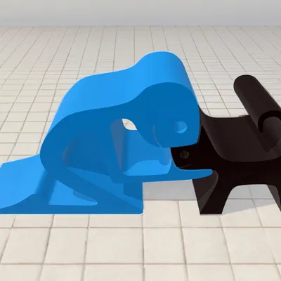 Chàng trai và mèo làm giá đỡ cửa