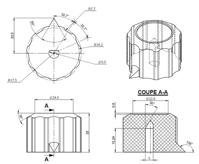 Nút bấm có rãnh với mũi tên đánh dấu - Image 1