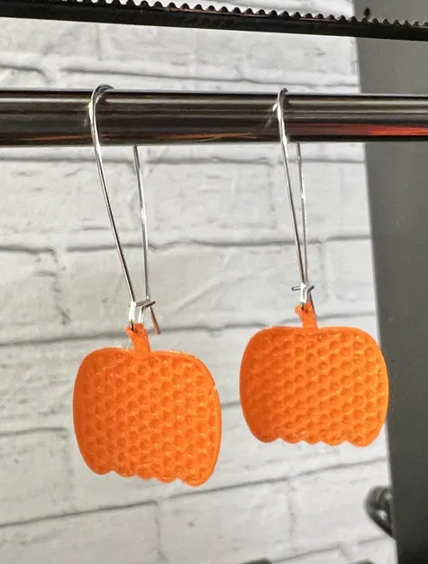 Bông tai bí ngô tổ ong tối giản cho Halloween và mùa thu - Image 1