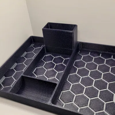 Khay đựng đồ đa năng hình lục giác với giá đỡ điện thoại