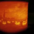 Đèn lithophane hình cảnh Halloween với nắp hình dơi - Thumbnail 1