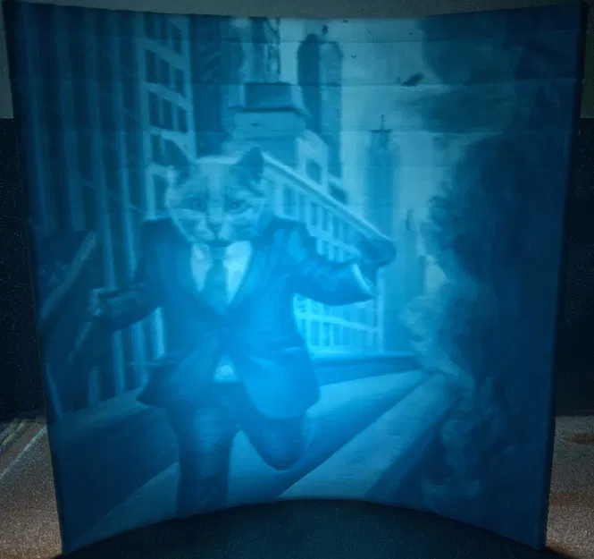 Mô hình lithophane mèo chạy trốn khỏi tòa nhà cháy - Image 1