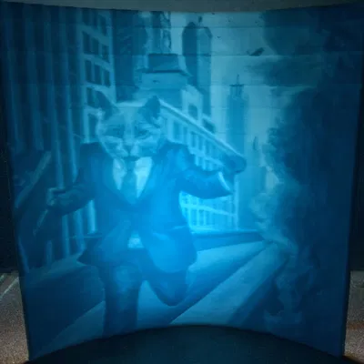 Mô hình lithophane mèo chạy trốn khỏi tòa nhà cháy