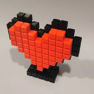 Trái tim pixel 8-bit đứng biểu trưng cho tình yêu retro