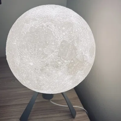 Đèn bàn hình mặt trăng Lithophane với đế GU10 và hộp kết nối
