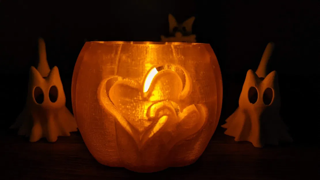 Đèn nến bí ngô Halloween hình trái tim - Image 2