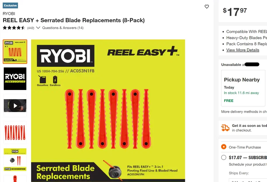 Lưỡi cắt thay thế cho máy cắt cỏ Ryobi 40V - Image 1