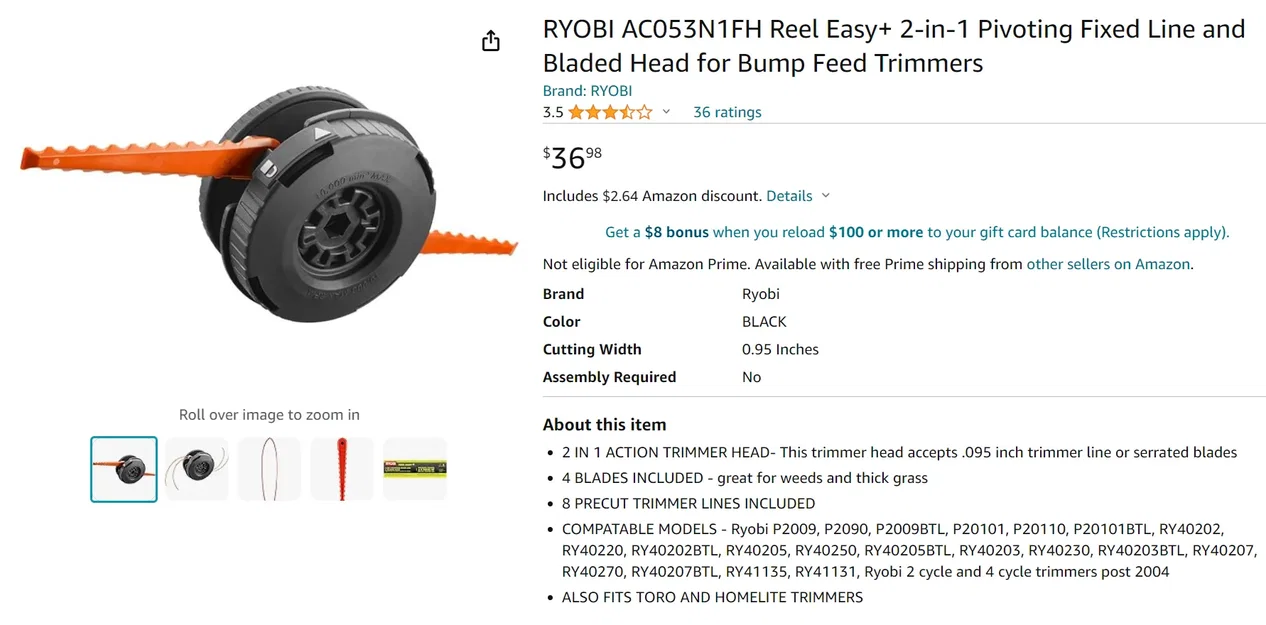 Lưỡi cắt thay thế cho máy cắt cỏ Ryobi 40V - Image 2
