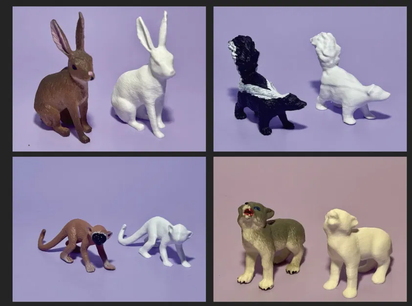 Bộ sưu tập động vật #04.1 thỏ, sói, chồn và khỉ đã quét - Image 1