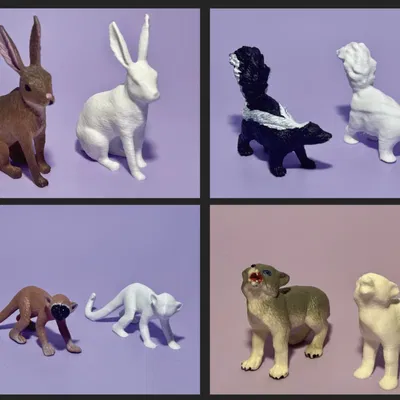 Bộ sưu tập động vật #04.1 thỏ, sói, chồn và khỉ đã quét