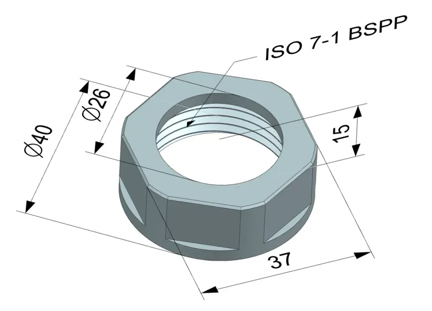 Đầu nối ống với ren BSPP 1-11 cho hệ thống thoát nước - Image 1